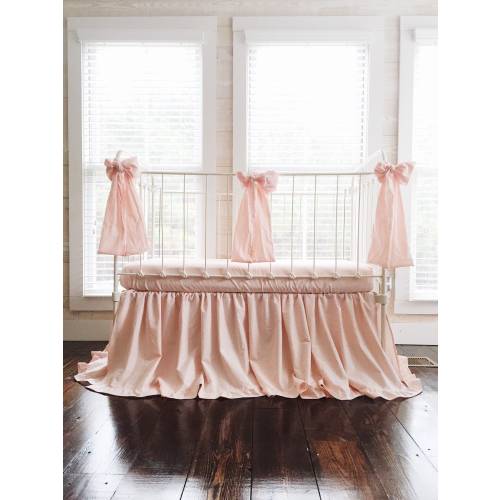 Pink Ruffle Crib Bedding Set, Ruffled Crib Skirt, Baby Girl Crib Sheet, Pink Crib Bows, Girl Baby Bedding, Girl Nursery Bedding Set