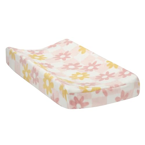 Lambs & Ivy Daisy Dreams Pink/White Checkered Soft Luxury Changing Pad Cover