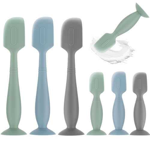 AYHIT 6Pack Baby Diaper Cream Spatula,Soft Silicone Diaper Cream Applicator,Butt Paste Spatula Diaper Cream Brush for Newborn Baby, 3xLarge Size 3xSmall Size(Green/Gray/Blue)