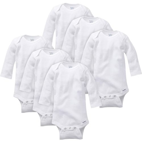 Gerber unisex-baby Multi-pack Long-sleeve Onesies Bodysuit Mitten Cuff Sizesinfant-and-toddler-bodysuits - 6-pack White