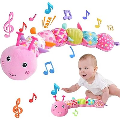 Pau1Hami1ton Baby Toys 0-3-6-12 Months Musical Plush Caterpillar Toy,Newborn Toys with Crinkle and Rattles,Baby Sensory Toys,Newborn Boy Girl Gifts.