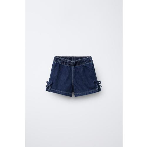DENIM SHORTS WITH BOWS - Blue | ZARA United States