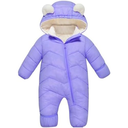 Funnycokid Baby Snowsuit Infant Winter Puffer Coat Newborn 3-24M Hooded Jumpsuit Bodysuits Kids Unisex Outdoor Clothes