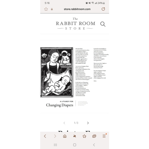 Liturgy Prints: Every Moment Holy - A Liturgy for Changing Diapers