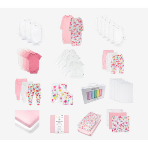 Honest Baby Clothing 50-Piece Organic Cotton Oh Baby Gift Set - Bright White, Newborn