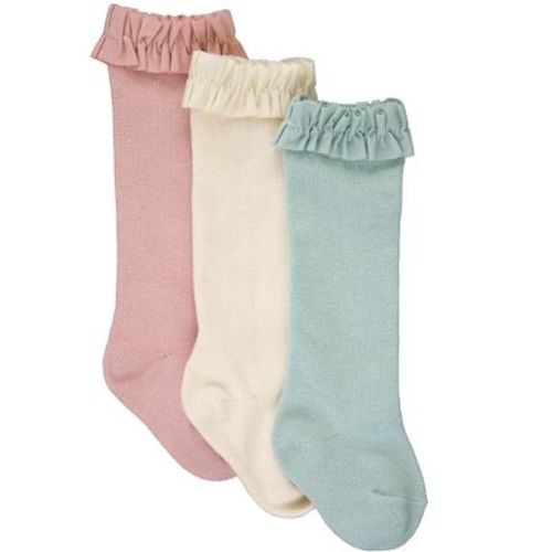 Rufflebutts Baby Girls 3-pack Knee High Socks - Soft Mauve/ivory/cloud Blue, 6-12m