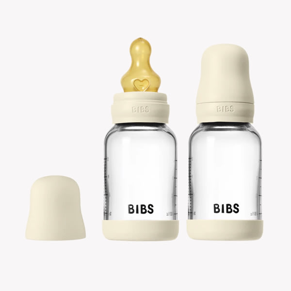 BIBS Glass Baby Bottle 4oz Latex 2-Pack Ivory | Slow Flow – Bibsworld store US
