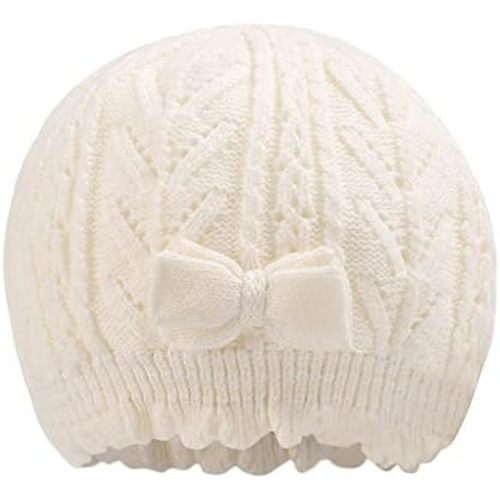 PESAAT Baby Girls Winter Beanie Warm Knit Infant Beret Toddler Girl Hats Cute Bow Hat for Kids 0-6 Years
