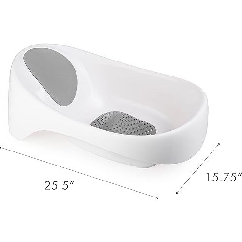 Boon Soak 3 Stage Baby Bathtub - Baby Bath Tub with Three Support Positions for Newborn to Toddlers - Color Changing Drain Plug for Ideal Bath Temperature - Gray - Ages 0 to 18 Months and Up