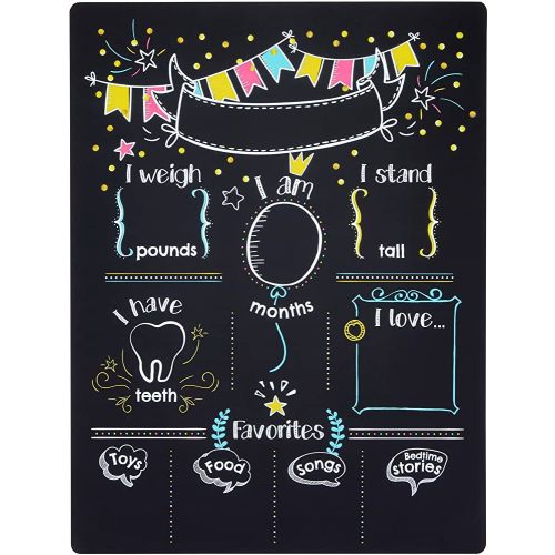 Milestones of Baby's First Year Chalkboard for Photography Prop (11.6 x 15.6 in)
