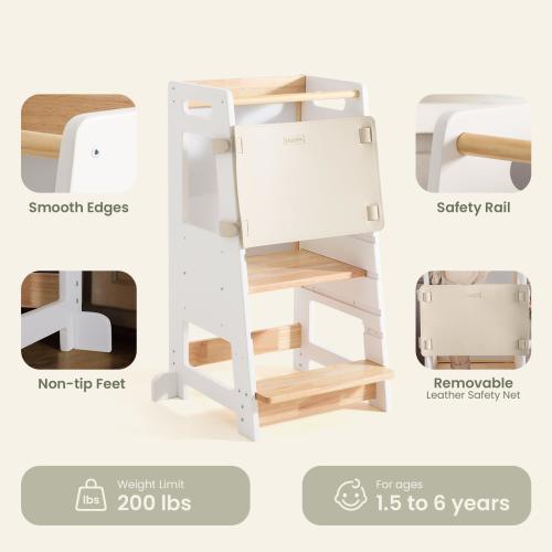 HARPPA Nordo | Safe & Stable Montessori Toddler Kitchen Wooden Tower - Perfect for Cooking & Learning, Counter Helper, Kitchen Tower, Gift for 2 Year Old