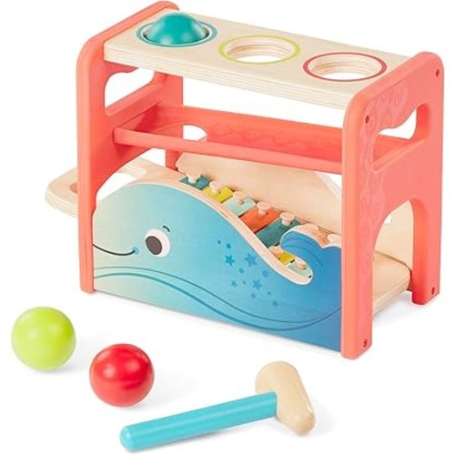 B. toys- Xylo-Pound Whale- Musical Instrument – Wooden Hammer & Balls – Developmental Toy for Toddlers – 1 Year +