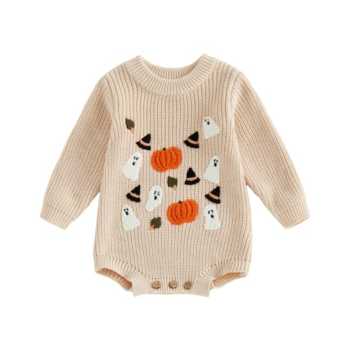 My First Halloween Baby Girl Boy Outfit 1st Halloween Pumpkin Knit Romper Sweater Newborn Fall Winter Clothes