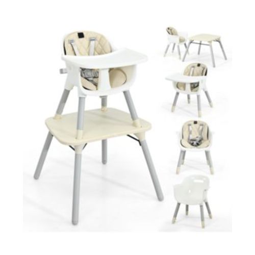 Kids 4-in-1 Convertible Table Chair Set with PU Cushion