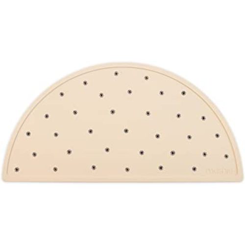 mushie Silicone Placemat for Kids | BPA-Free Non-Slip Design (Black Daisy)