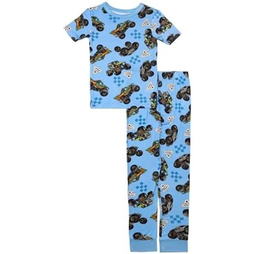 Monster Jam Boys' 2-Piece Loose-fit Pajama Set, Soft & Cute for Kids