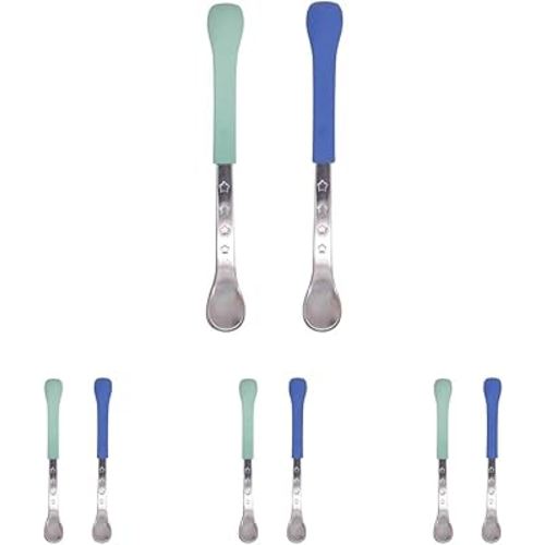 Nuby 2-in-1 Hot Safe Feeding Spoons - (8-Pack) Spoons for Babies 6+ Months - Blue and Aqua