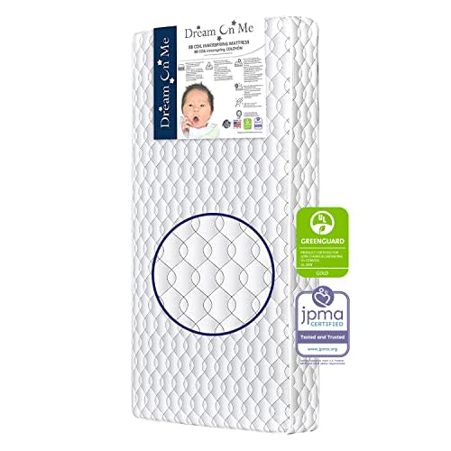 Dream On Me Twilight 5” 88 Coil Inner Spring Baby Mattress in Grey, Fits All Standard Cribs and Toddler Beds, JPMA and Greenguard Gold Certified Baby Crib Mattress, Easy to Remove & Washable Cover