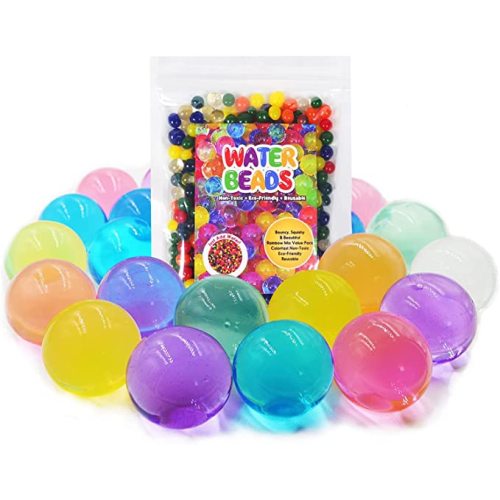 500PCS Jumbo Water Beads Large Water Gel Bead Non Toxic for Sensory Play, Giant Water Jelly Pearls Rainbow Mix for Plants Vase Filler, Wedding Home Decoration