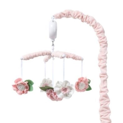 Pink Floral Musical Crib Mobile for Baby Girls Plays 12 Lullabies