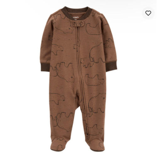 Baby Polar Bear 2-Way Zip Cotton Blend Sleep & Play