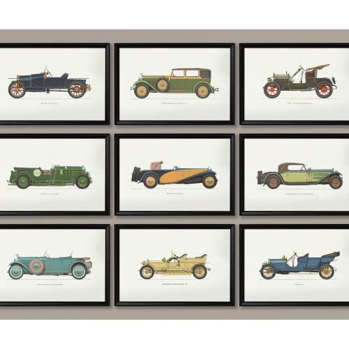 Classic Car Art for Man Cave, Office, Boy's Room or Boy's Nursery Auto Enthusiast Art Gift for Him