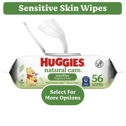Huggies Natural Care Sensitive Baby Wipes, UNSCENTED, 1 Flip Top Pack, 56 Wipes, 56 Wipes