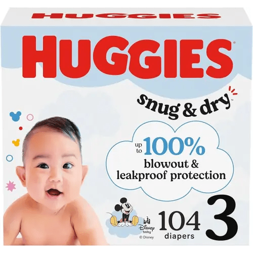 Huggies Size 3 Diapers, Snug & Dry Baby Diapers, Size 3 (16-28 lbs), 104 Count, Packaging May Vary