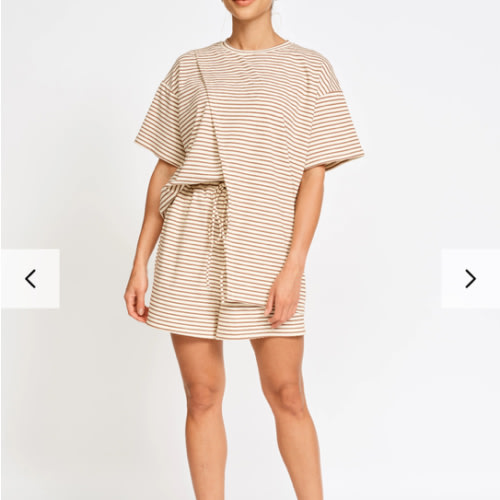 Ivy Stripe Longline Wrap Tee - Cream / Tan – Apero Label