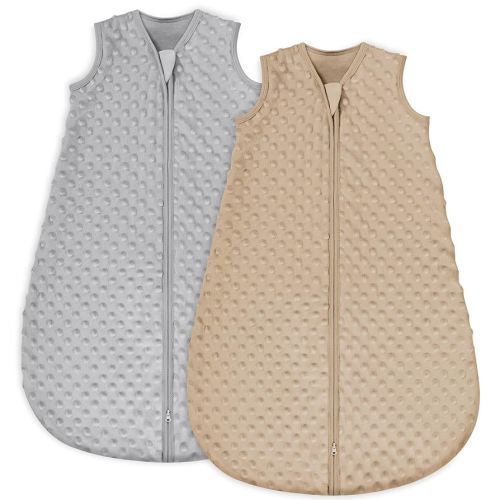 Yoofoss Fleece Baby Sleep Sack 0-6 Months with Plush Dots, TOG 1.5 Baby Wearable Blanket with 2-Way Zipper, Organic Cotton Toddler Sleep Sack Fleece