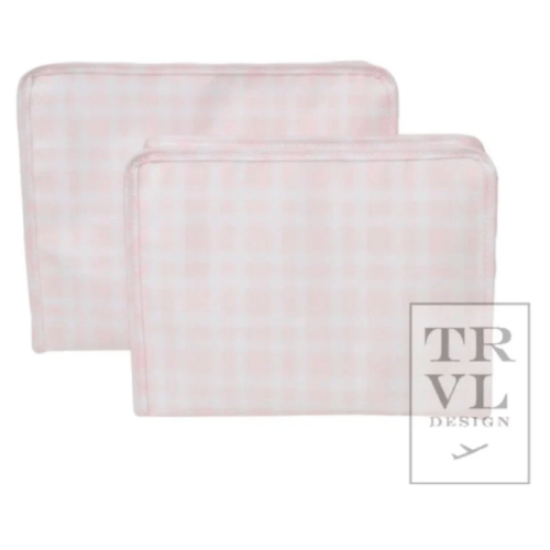 TRVL Roadie Medium Zip Pouch - Pimlico Plaid Pink