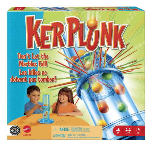 Free Shipping! Mattel KerPlunk Kids Game for 2-4 Players, Family Marble Removal Game with Sticks and Marbles