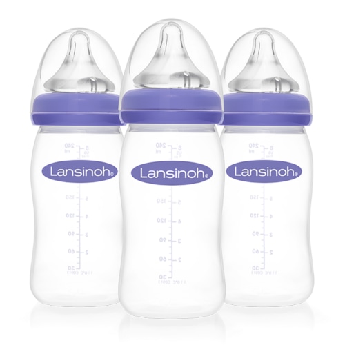 Lansinoh Baby Bottles for Breastfeeding Babies, 8 Ounces, 3 Count