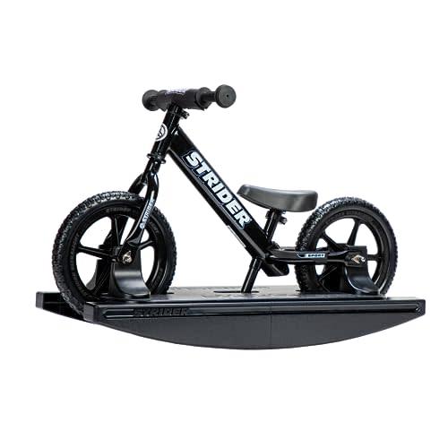 Strider 12” Sport Bike + Rocking Base - Helps Teach Baby How to Ride a Balance Bicycle - for Kids 6 Months to 4 Years - Easy Assembly & Adjustments