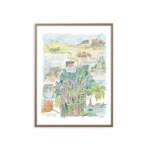 Jungle Book Watercolor Map Art Print