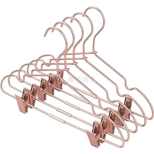 Metal Hangers Baby Clothes 12.5" Rose Gold Clips Hanger Children Kids Pants Hanger Display and Storage 10Pack