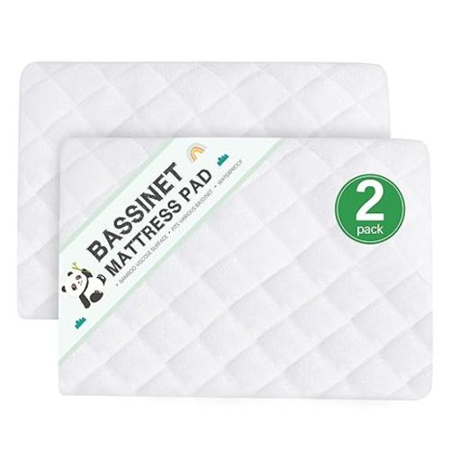 Waterproof Bassinet Mattress Protector, Fit for 20.5" x 35" Dream On Me Traveler/Seashell, AMKE 3 in 1, Besrey, TCBunny, Baby Joy, Bellababy Bedside, Viscose Made from Bamboo Surface