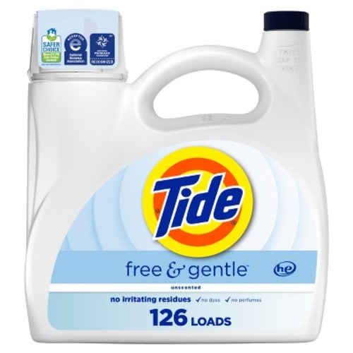 Tide Free & Gentle Unscented HE Deep Cleaning Concentrated Liquid Laundry Detergent 126 Loads - 166 fl oz