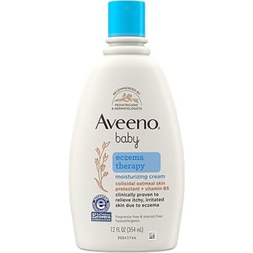 Aveeno Baby Eczema Therapy Moisturizing Cream, Natural Colloidal Oatmeal & Vitamin B5, Baby Cream for Dry, Itchy, Irritated Skin Due to Eczema, Paraben- & Steroid-Free, 12 fl. oz