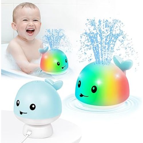 Gigilli Baby Boy Whale Bath Toy - Easy Charging Bath Toys for Kids Ages 1-3 Light Up Bath Fountain Toy 6-12-18 Months Toddler Bath Toy Sprinkler Baby Valentines Birthday Gifts