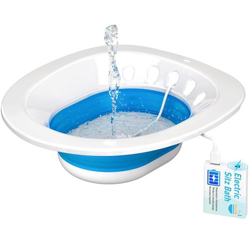 Pochik Electric Sitz Bath, Sitz Bath for Toilet Seat, Postpartum Essentials, Hemorrhoids and Postpartum Care Tub for Soak, Sits Bath Kit for Women, Collapsible, Drain Holes