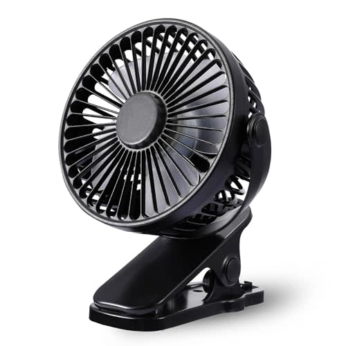 Portable Clip on Fan, Clip Stroller Fan, USB Rechargeable Personal Mini 360° Rotate Cooling Table Fan for Home Office Car Seat Crib Stroller Camping