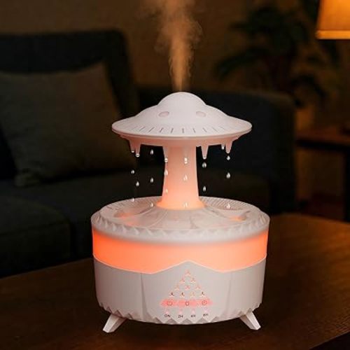 Raindrop Humidifier - 350ml Aromatherapy Diffuser with 7-Color LED Lights, 4 Timers, & Cool Mist for Relaxation, Home, Office, & Bedroom (No Remote Control)