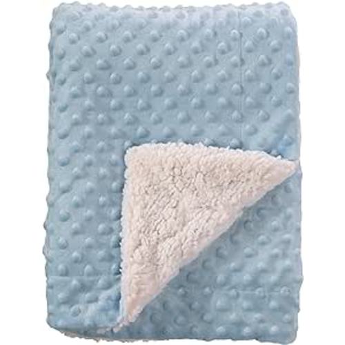 CREVENT Cozy Soft Warm Sherpa Baby Blanket for Infant Toddler's Crib Cot Stroller Gifts for Baby Boys All Season Use (30"X40" Blue dot) - Ice Blue Dot