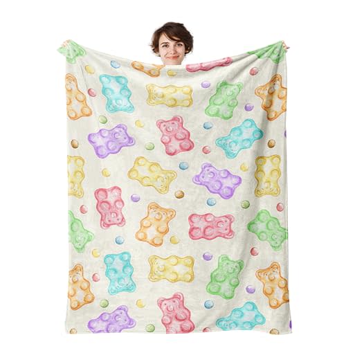 Gummy Bear Throw Blanket, 320GSM Flannel Blankets for Women Girls Kids Boys Men, Gummy Bears Blanket Super Soft Cozy for Bed Sofa Couch Gifts (Bears, 50"x40")