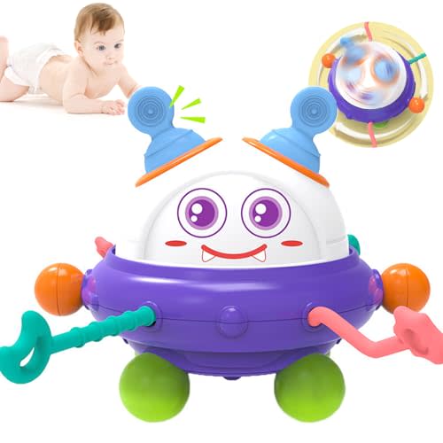 GZSDLL Montessori Busy Cube for Toddlers,Car Travel Toys Busy Board Activity Cube,Kids Educational Birthday Gifts Sensory Baby Toys 18+ Months (Flying Saucer)