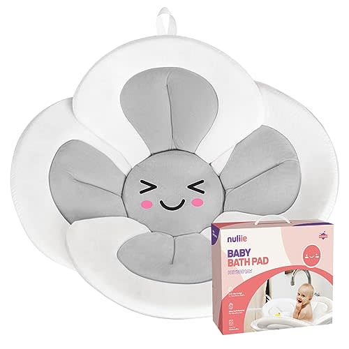 Nuliie Baby Bathtub Newborn Sink Bathtub Baby Sink Bath Mat Soft Flower Infant Bathtub Support, Baby Newborn Essentials, Baby Gifts and Baby Registry Search (Gray)