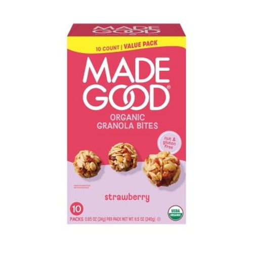 MadeGood Organic Granola Snack Bar Bites Strawberry - 8.5oz/10ct