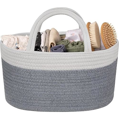 Natemia Baby Nappy Caddy Organiser - Large Portable Baby Caddy for Diapers and Wipes, Baby Basket for Newborn, Baby Storage Basket, Baby Baskets for Hampers, Gift Basket