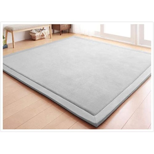 Loartee Coral Velvet Baby Carpet Kids Play Area Rug Toddler Crawling Mat, Gray, 6'7"×6'7"